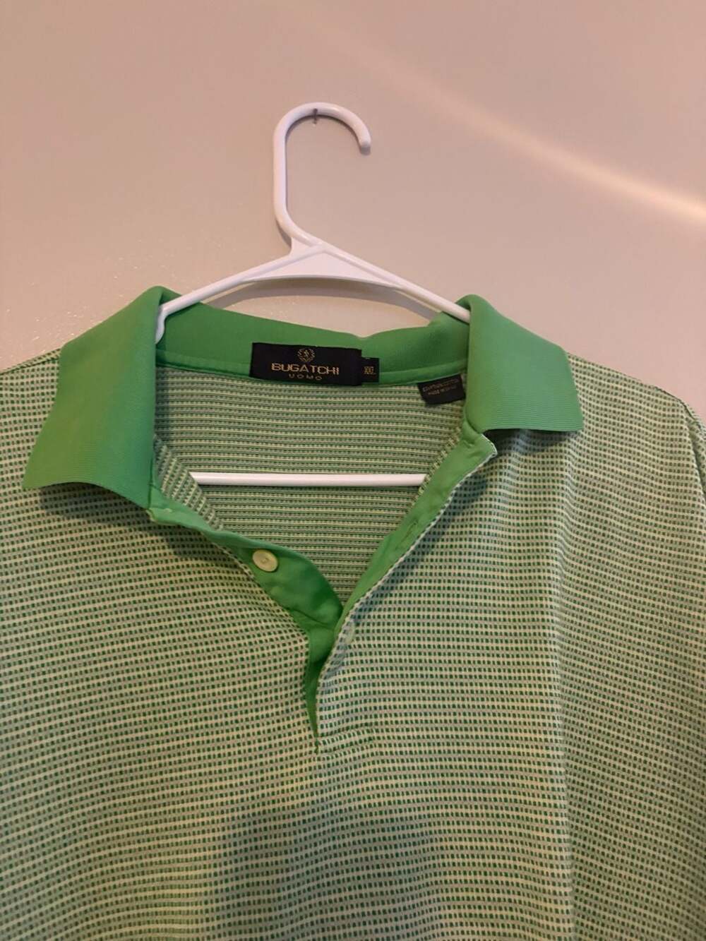 Bugatchi Uomo Men's XXL Green Textured Stripe Knit Polo Shirt - Picture 4 of 6